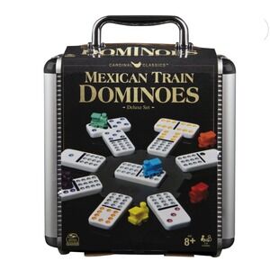 Cardinal Classics Mexican Train Dominoes Deluxe Set Aluminum Case 91 Double 12